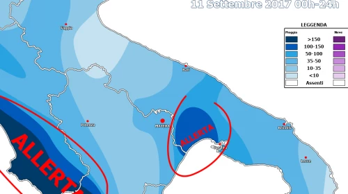 Forte maltempo: Lunedì 11 Settembre 2017 rovesci sulla provincia nella mattina